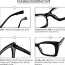 REAVEE Oversized Square Reading Glasses for Women, Blue Light Blocking Large Frame Computer Readers Spring Hinge