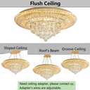 HAIXIANG Modern Chandelier Glam Ceiling Light with Bulbs Living Room LED Dimmable Chandelier for Dining Room Bedroom Ceiling Lighting Fixture 32 Inches Gold Light