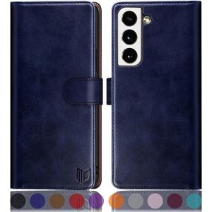 SUANPOT for Samsung Galaxy S22 with RFID Blocking Leather Wallet case Credit Card Holder,Flip Folio Book Phone case Shockproof Cover Women Men for Samsung S22 case Wallet Blue