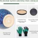 10.6 Inch Ceramic Planter with Saucer for Indoor Plants (Speckled Blue)