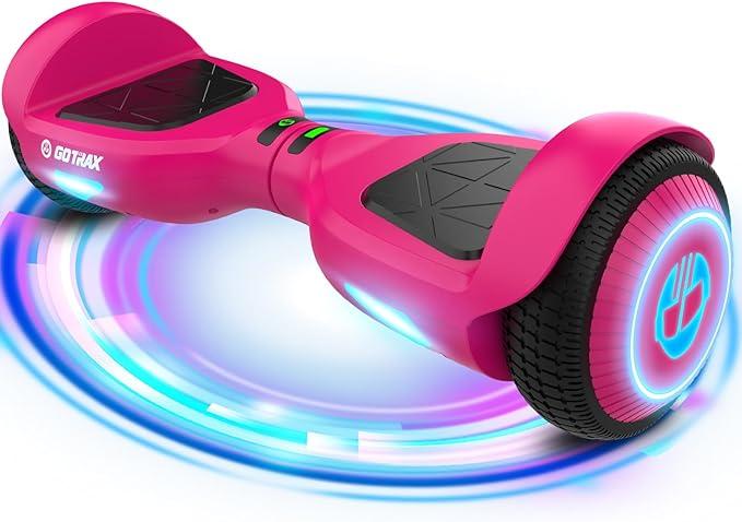 Gotrax Edge Hoverboard with 6.5" LED Wheels & Headlight, Max 6.4km Range & 10km/h Power by Dual 200W Motor, UL2272 Certified and 50.4Wh Battery Self Balancing Scooters for 44-176lbs Kids Adults(Pink)