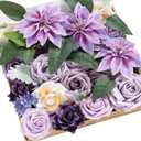 Ling's moment Artificial Flowers Box Set for DIY Wedding Bouquets Centerpieces Arrangements Party Baby Shower Home Decorations (Dreamy Purple)