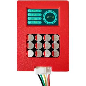 5A 4S LiFePo4 & NCM Active Battery Balancer, 12V, 0-5.5A Adaptive, Digital Voltage Display (DS0855), Red, Type A/B Plug