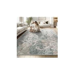 H.VERSAILTEX Boho Area Rug Timeless Bohemian Rug Throw Rugs for Living Room, Non Slip Carpets Vintage-Inspired Patterns for Farmhouse Decor Washable Rugs Soft 9x12 Feet - Oriental Blue | Soft, Non Slip, Washable Rugs, Timeless Bohemian Rug, Oriental Blue, Farmhouse Decor, Throw Rugs, Carpets