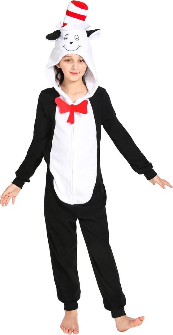 Leadtex Unisex Kids Animal Onesie Cat Costume, Girls Boys Halloween Costumes Cat Animal Onesie for kids (6-8 years)