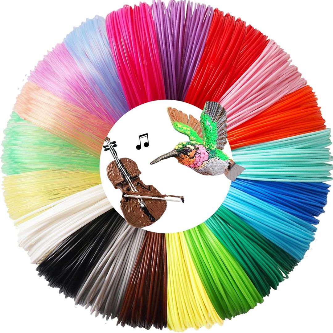 TTYT3D 3D Pen Filament PLA Refills 20 Colors, 16 ft per Color Total 320 ft 1.75mm Filament for 3D Pen with 2 Finger Caps, Compatible with MYNT3D SCRIB3D 3D Printing Pen, Not Support for 3Doodler Pen