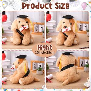 Chalyna 10 Inch 2025 Graduation Gift Dog Stuffed Animal Plush Golden Retriever with Diploma Tassel Graduation Hat Embroidered Blessings Preschool Kindergarten Gift for Friends, Relatives, and Kids, 2 Packs