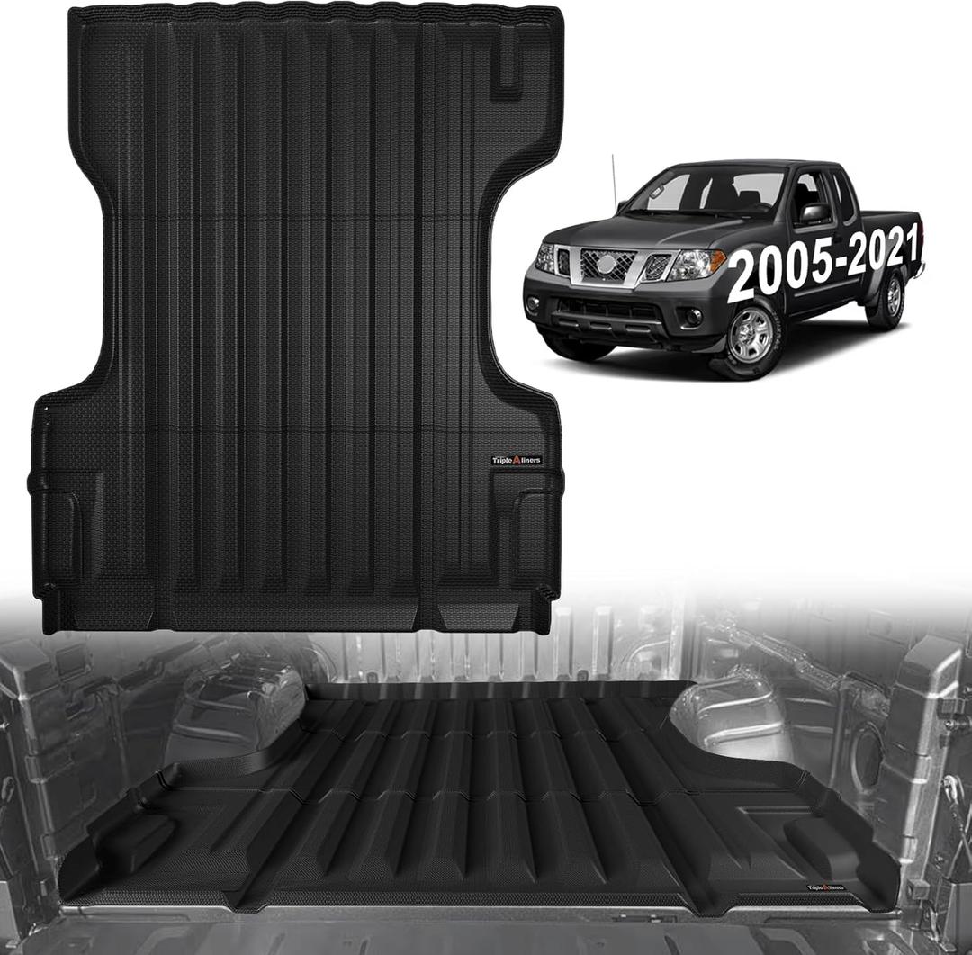 TripleAliners Truck Bed Mat Compatible with 2005-2021 Nissan Frontier Accessories 6FT Bed Vehicle Perfectly Flush All Weather Protection TPE Heavy Duty Pickup Cargo Mat