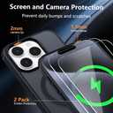 Magnetic for iPhone 15 Pro Case [Compatible with MagSafe] with 2X Screen Protector, Military-Grade Slim Shockproof Phone Cover Translucent Matte Anti-Fingerprint for iPhone 15 Pro 6.1'', Black