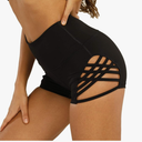 Women's Workout Athletic High Waisted Butt Lifting Bandage Sports Gym Yoga Booty Shorts, Size S, Black