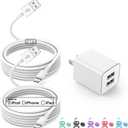 USB Wall Charger and Lightning Cable,[Apple MFi Certified] iPhone Charger with Lightning Cord,2 Ports Charging Plug Block Box for iPhone 12/11/XR/X/Xs/Xr/8/7/6/6s Plus/SE/5c/iPad-10FT-White