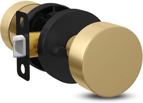 Mega Handles Buena Privacy Door Knobs - 1 Pack Reversible Interior Matte Black Door Knob, Heavy Duty Bed and Bath Door Knobs with Privacy Lock, Fits All Standard Door Sizes - Matte Black