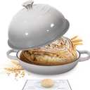 Davivy 5.5QT Cast Iron Dutch Oven with Silicone Baking Mat, 10" Round Bread Dutch Oven, Sourdough Bread Baking Pan, Enameled Cast Iron Bread Oven - Light Grey