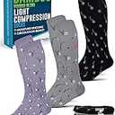 Doctor's Select Bamboo Viscose Light Compression Socks for Women & Men - 3 Pairs, 8-15 mmHg Compression Socks, Knee High