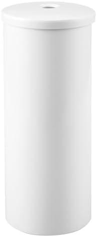 iDesign Freestanding Toilet Paper Canister with Lid for 3 Extra Rolls, White, Made in USA