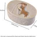Resin Keepsake Box Oval 3.82 Inch, Memorial Trinket Box for Dog Ashes Pet Hair Collar Tag, Engraved Girl with Puppy Design, Small Decorative Storage for Photo Jewelry Memento