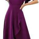 Long Black Formal Dresses for Women Gowns Evening Party Cocktail Dress,Split Elegant V Neck Wrap Ruffle Wedding Guest Dresses, XXL