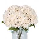 2Bouquets Artificial Fake Flowers Plants Silk Hydrangea Arrangements Wedding Bouquets Decorations Plastic Floral Home Kitchen Garden Party Festival Bar DIY (Ivory White, 5 Flower Heads)