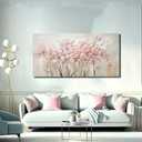 YJYart White Floral Oil Painting Canvas Art Wall Decor Modern Botanical Picture Graffiti Wall Art for Bedroom Living Room Kitchen Office 24" x 48"