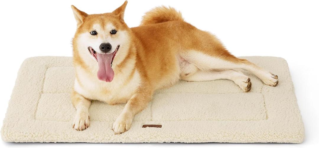 Bedsure Washable Dog Crate Bed for Large Dogs, Reversible Foam Floor Pet Mat, Versatile Lightweight Pet Crate Pad for Cages (35x23 in, Beige)
