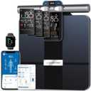 ABLEGRID 8-Electrode Digital Smart Bathroom Scale for Body Weight and Fat Percentage,Full Body Composition Analyzer with Gradient Trends Display,12.2" Platform Handle BMI Weighing Machine,400lb