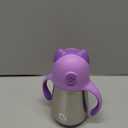 Munchkin Cool Cat Sippy Cup with Straw for Toddlers, Stainless Steel Straw Cup, 8 Ounce, Purple