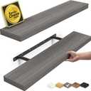 BAYKA Floating Shelves Grey, 22.5 inches Rustic Wood Wall Mounted Shelves for Bathroom, Bedroom, Living Room, Kitchen, Hanging Shelf for Books/Storage/Decor (Gray,Set of 2)
