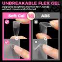 UNA GELLA Almond Gel Nail Tips, 504PCS Pre Etched Clear Fake Nails Tips Medium Almond Shape - 12 Sizes Full Cover Soft Acrylic Press On Nail Extensions No C Curve Gift for Diy at Home