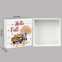 2 x Fall Decorations for Home Fall Decor Autumn Wooden Sign 5.9 x 5.9 Inch, 5.9 x 5.9 x 1.18 inches