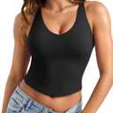 YEOREO Ease Tie Back Workouts Tank Tops Halter Backless Strap Top with Pads (Black, S)