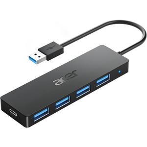 Acer USB Hub 4 Ports, Multiple USB 3.0 Hub, USBA Splitter for Laptop with Type C Power Port, Extender for A Port Laptop, PC, Desktop and More (0.7ft)