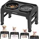 URPOWER Raised Dog Bowls 4 Height Adjustable Elevated Bowl Stand with Stainless Steel Water Bowl Non-Slip Dog Food Bowls Stand for Small Medium Large Dogs and Pets