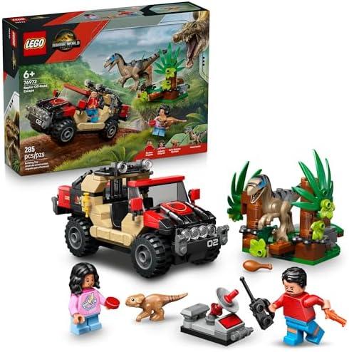 LEGO Jurassic World Raptor Off-Road Escape Dinosaur Toy - Building Playset with Dinosaur Action Figures, Jurassic World Toy for Boys & Girls, Ages 6+ - Gift Idea for Birthdays - 76972