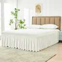 Biscaynebay Wrap Around Bed Skirts for Full & Full XL Beds 15" Drop, Ivory Adjustable Elastic Dust Ruffles Easy Fit Wrinkle & Fade Resistant Silky Luxurious Fabric Machine Washable