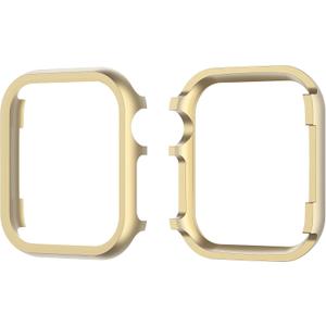 Metal Case Compatible with Apple Watch 38mm 42mm 40mm 44mm 41mm 45mm 49mm, Women Men Aluminium Full Coverage Bumper Protective Frame Cover Compatible with iWatch Ultra 2 1 Series 9 8 7 6 5 4 3 2 1 SE (Gold)