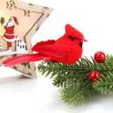 KLEWEE 12 Pcs Cardinal Birds for Crafts, Mini Cardinal Clip On Christmas Tree Ornaments Artificial Red Birds Decorations for Wreaths Centerpieces DIY Crafts, Red Velvet & Feathers