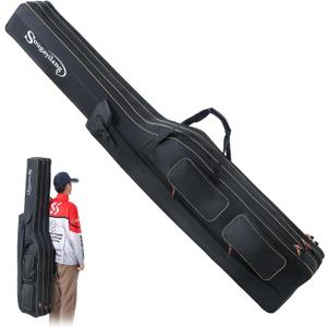 Sougayilang Fishing Rod Case Organizer Pole Storage Bag Fishing Rod and Reel Carrier Organizer for Travel (Black-Length: 165cm/65in)