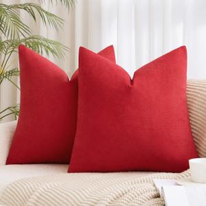 MIULEE Set of 2 Pillow Cases Cushion Covers Cushion Cover Decorative Pillow Cases with Hidden Zipper Suitable for Bedroom Living Room Living Room 45x45cm Red
