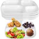 Divided Meal Tray, 8 PCS 10 Inch Melamine Dinner Plates for Adults, 4 Compartment Portion Control Plate, Sectional Food Tray for Salad, Noodles, BPA-Free Reusable Serving Platter for Camping