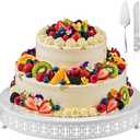 Wenqik White Metal Cake Stand 20 Inch with Cutting & Spatula