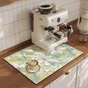 ARTABLE Dish Drying Mat Lily Floral Absorbent Rubber Backed 16 x 24 Inch | Absorbent floral dish drying mat with rubber backing protects kitchen counters and coffee bars while drying dishes fast