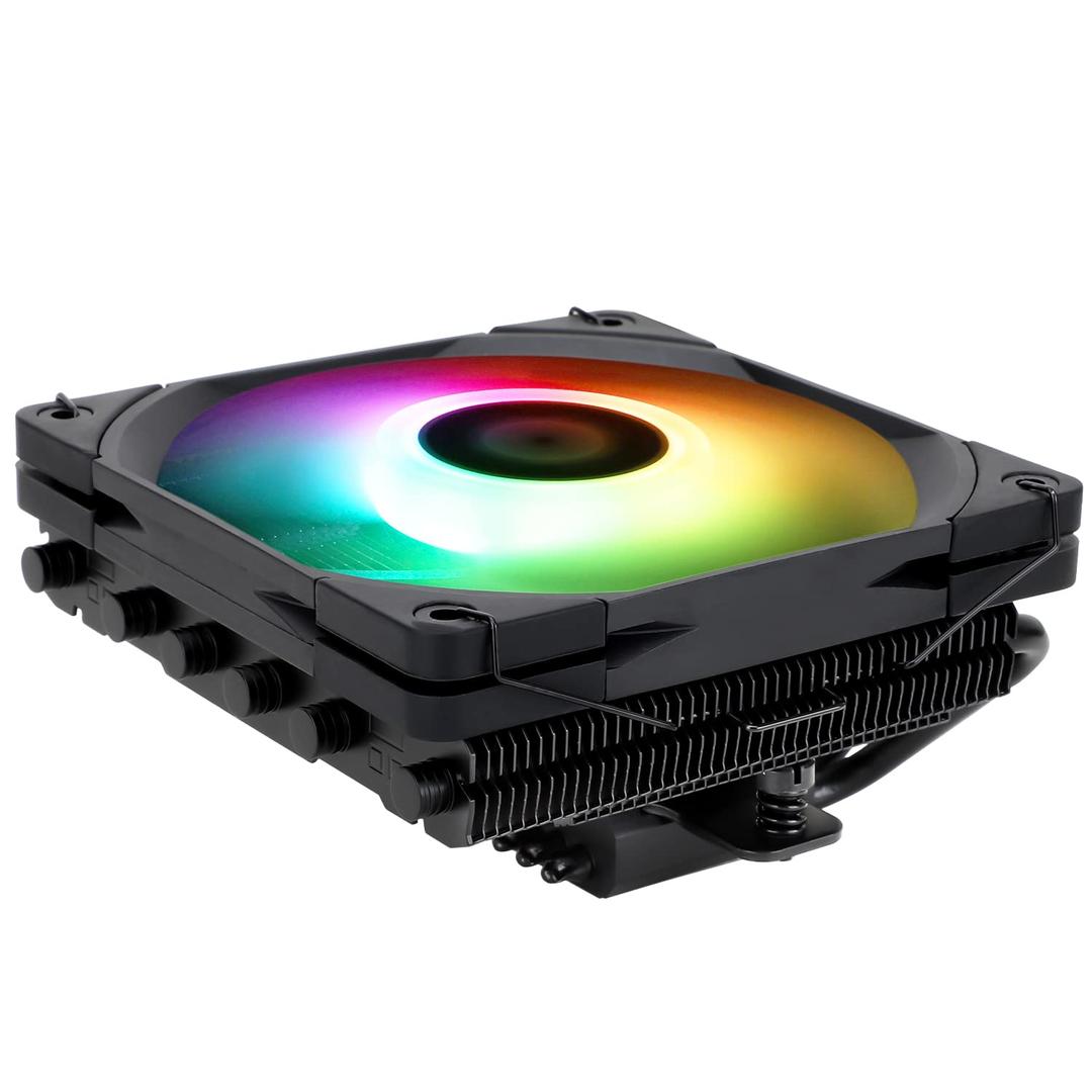 Thermalright AXP-120-X67 Black ARGB Low Profile CPU Air Cooler with Quite 120mm TL-C12015B-S Low Profile PWM Fan, 6 Heat Pipes, 67mm Height, for AMD AM4/Intel LGA 1700/1150/1151/1851/1200/2011/2066