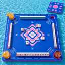 32x32'' Floating Mahjong Table for Pool, Double-Sided Mahjong/Poker Board | Non-Inflatable Waterproof EVA Foam Game Mat for Cards, Dominoes, Tile Grooves, Hot Tubs and Pool Parties, 4 Cup Holders