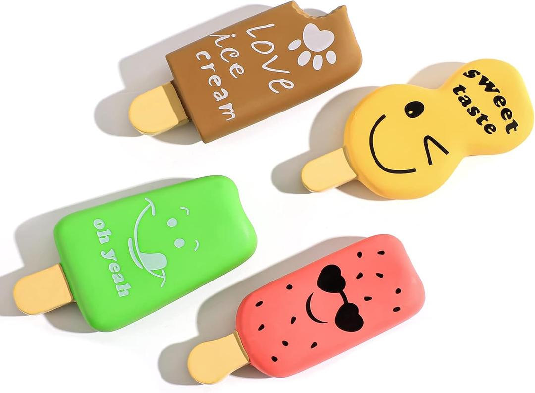 SCHITEC Squeaky Dog Toy, [4 Pack] Natural Latex Rubber Interactive Toys for Small Dogs Puppies