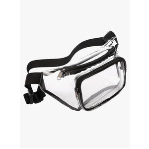 Veckle Clear Fanny Pack Stadium Approved - Clear Bag for Stadium Events Transparent Belt Bag for Women Men, Adjustable Waist Bag for Sports, Concerts, Black
