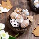 Valery Madelyn 40Pcs Easter Eggs Tree Ornaments, Nature Beige White Plastic Easter Egg Bulk Tree Decoration, Shatterproof Decorative Hanging Egg for Easter Decorations Spring Holiday Party Decor