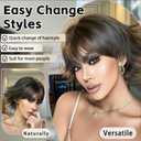 Dark Brown Short Curly Bob Wigs with Bangs Hair Replacement Wavy Synthetic Costume Heat Resistant Fiber for Women Daily Party Cosplay Use