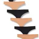 Amazon Essentials Women's Microfiber Underwear (Hipster & Thong), Pack of 6 (Medium, Black/Washed Bronze)