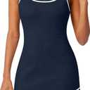TQD Tennis Dress for Women Athletic Striped Knitted Sweater Tank Mini Active Casual Club Golf Dresses 2026 Trendy Navy S
