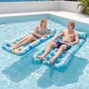 Stonful 2 Pack Inflatable Pool Float Mat, Giant Pool Floats Adult Size with Headrest, Lake Float Raft Water Lounger, Multi-Purpose Swimming Pool Floats for Pool Party, Summertime Beach, Outdoor, 75"L x 34"W